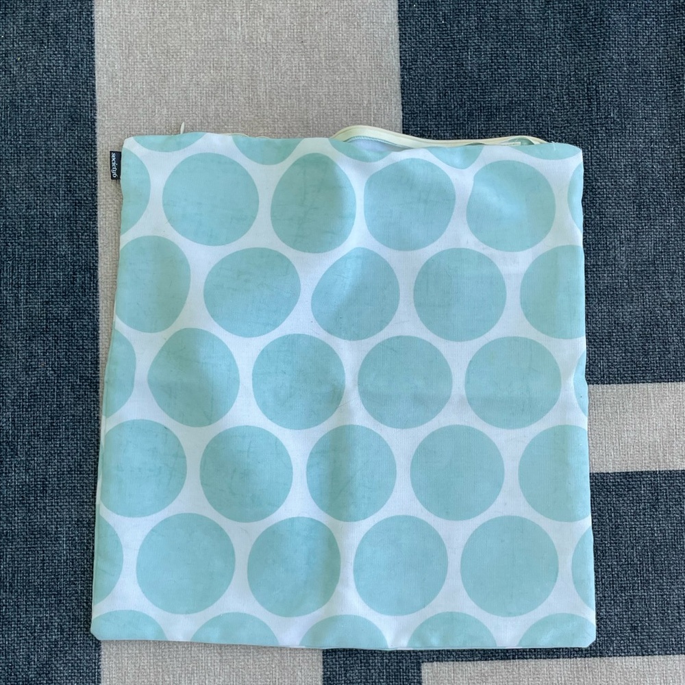Blue and white polka dot pillow case